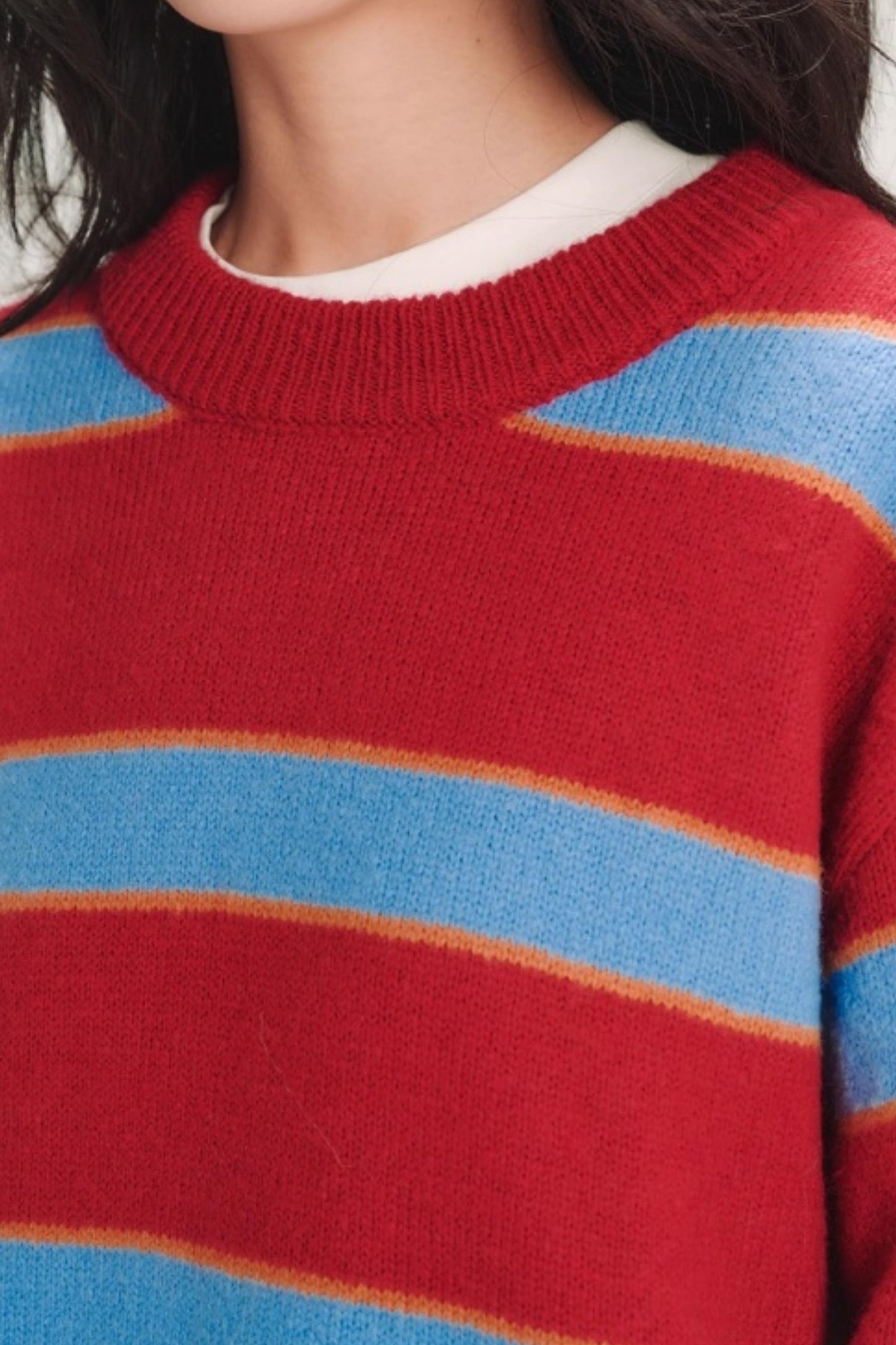 Color-Blocked Wool Striped Sweater