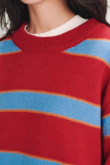 Color-Blocked Wool Striped Sweater
