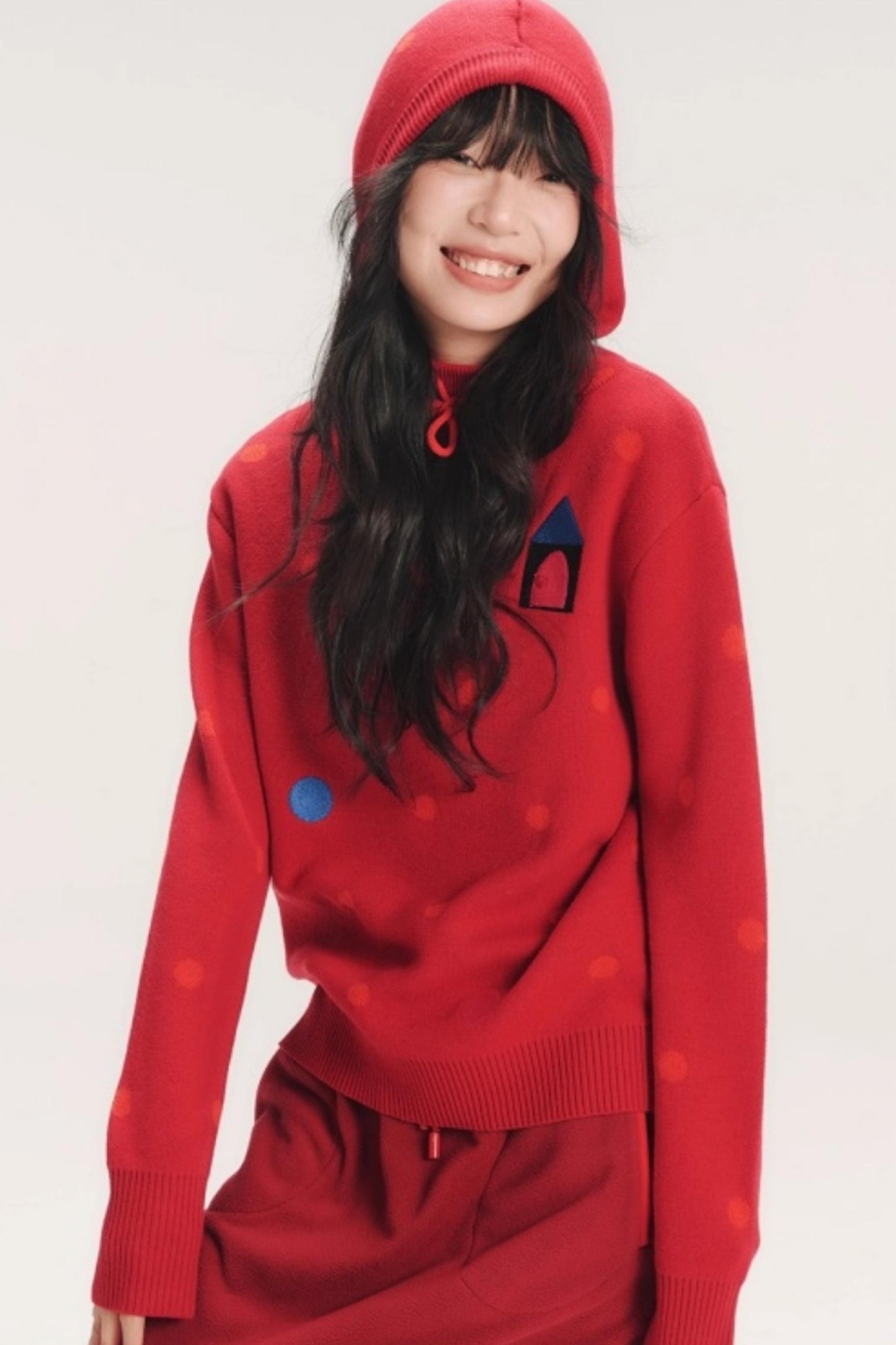 Colorful House Hooded Knit Sweater