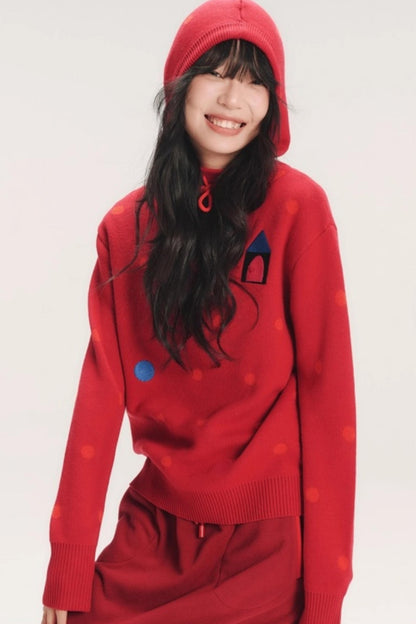 Colorful House Hooded Knit Sweater