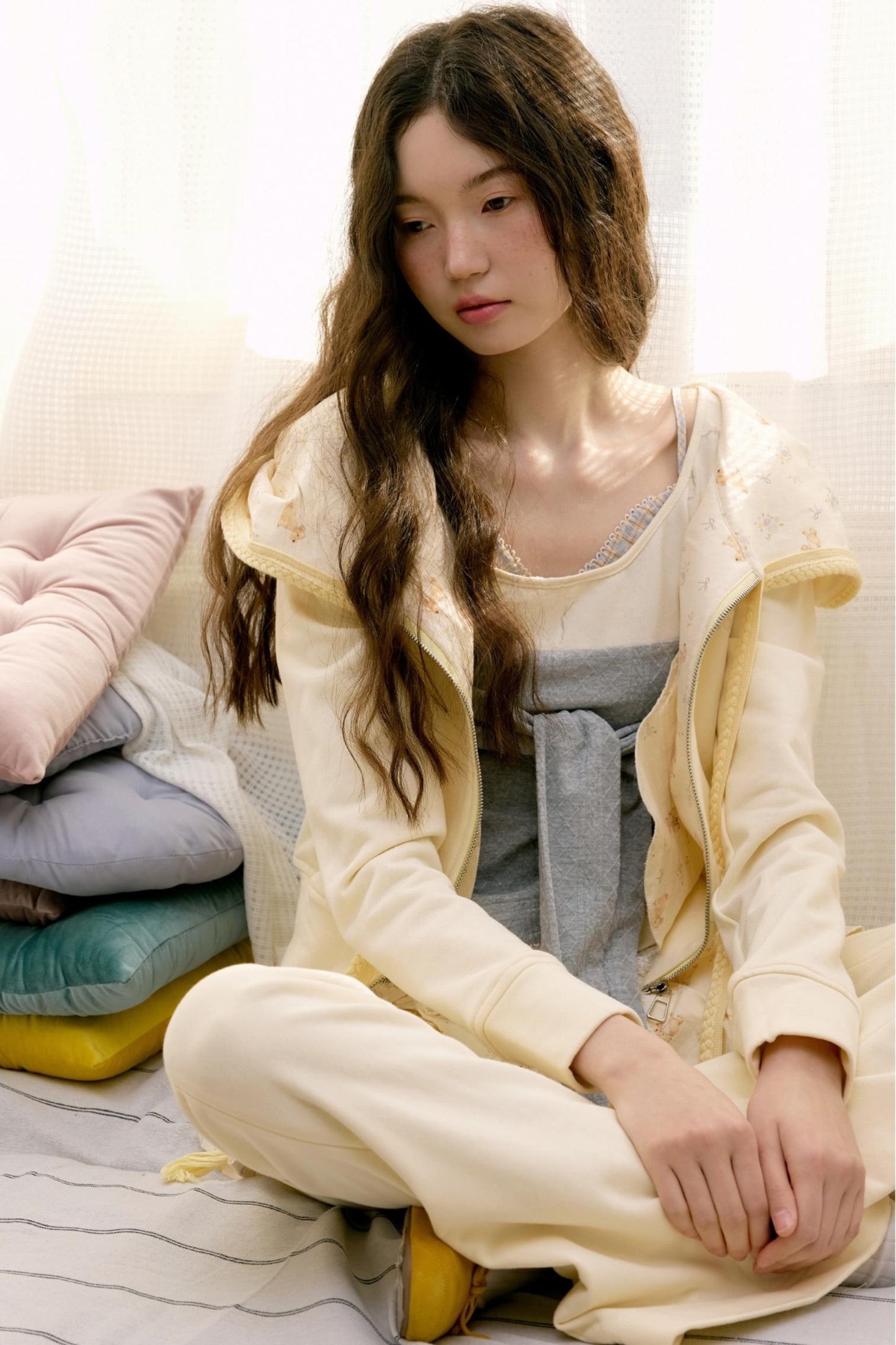 Yellow Gray Bow Tie Top