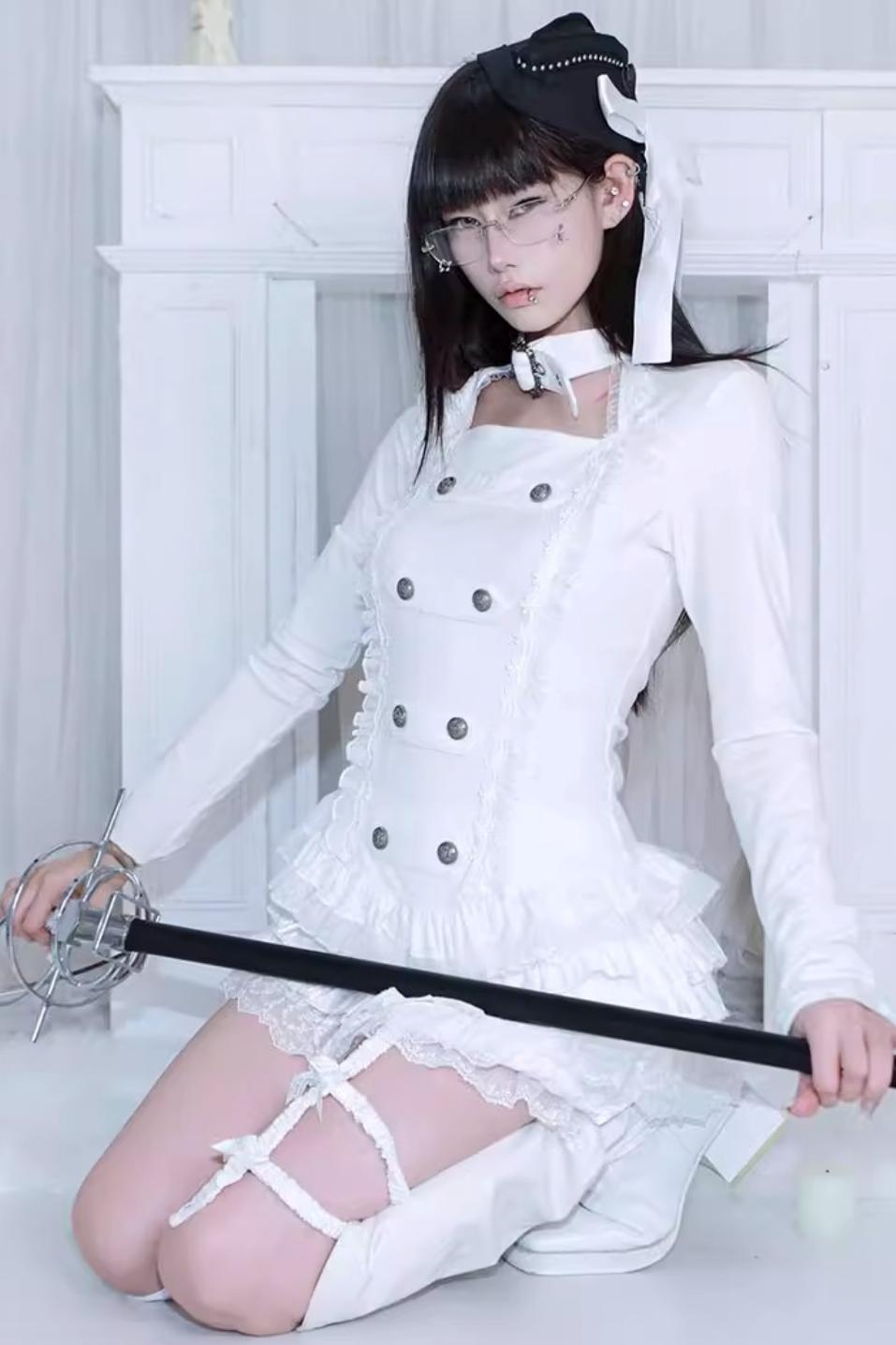 Velvet Double-Breasted Top