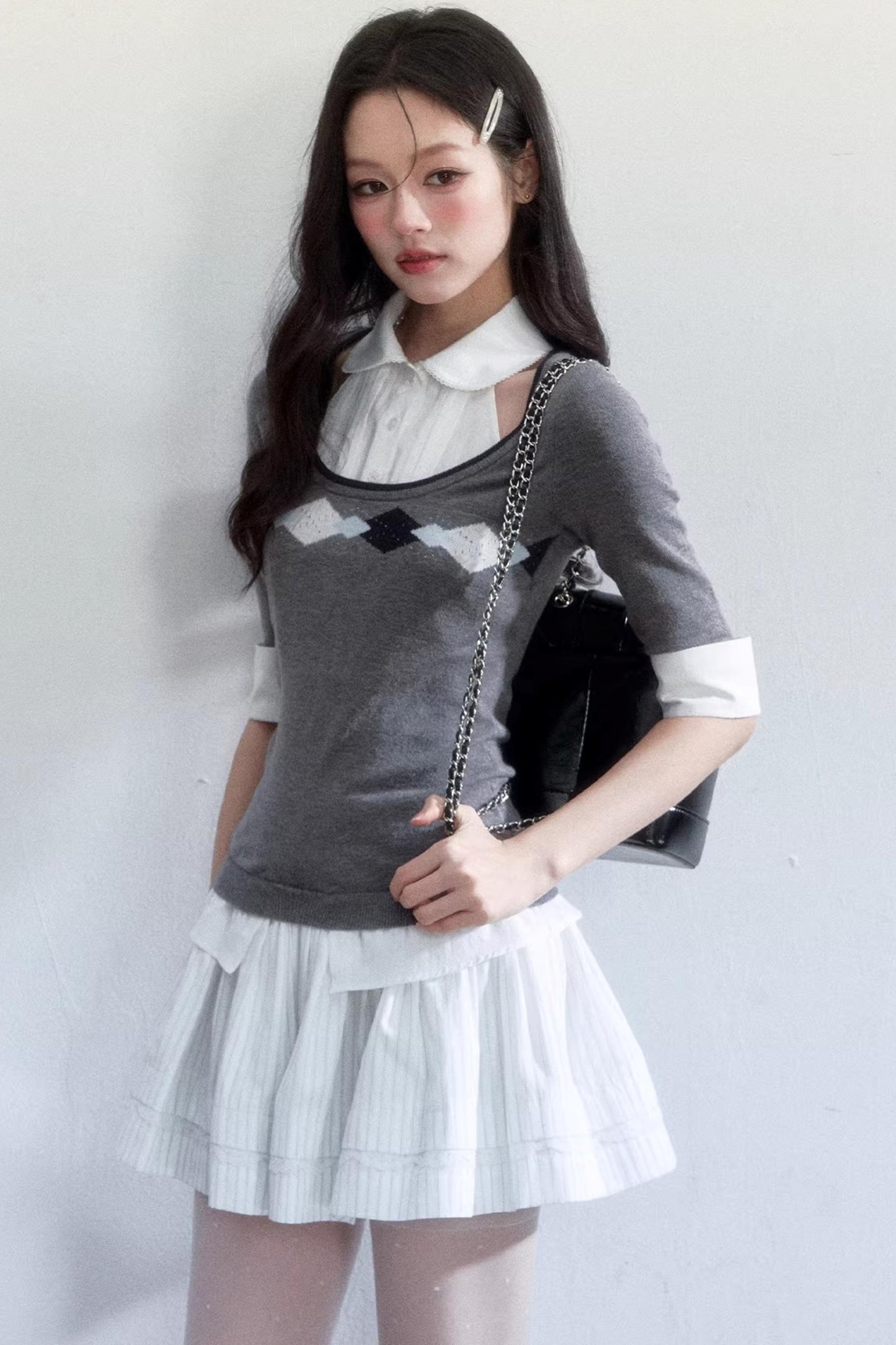 Retro Jacquard Knit Top Set-Up