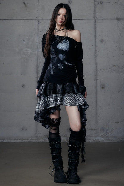 Puff Sleeve Punk Print Shirt