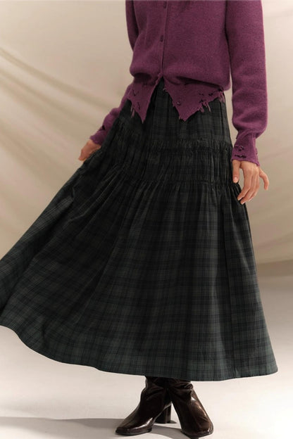Vintage College Plaid Pleated Skirt