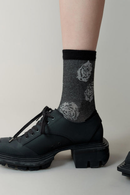 Women's Combed Cotton Rose Socks