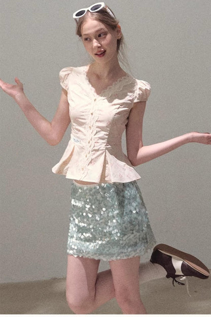 Sequin A-Line Mini Skirt
