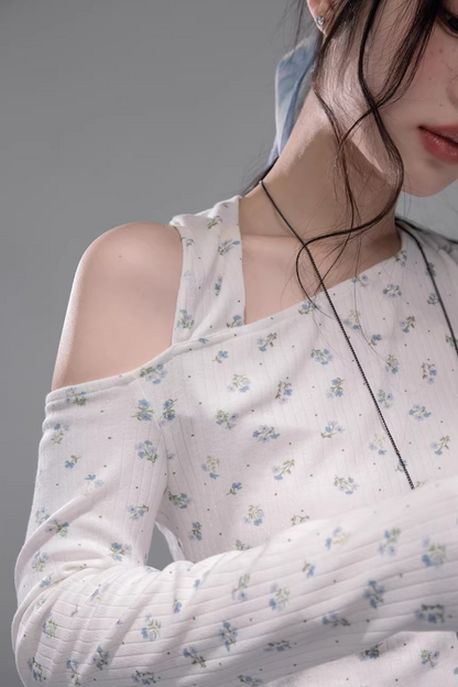 Floral Off-Shoulder Knitted Top