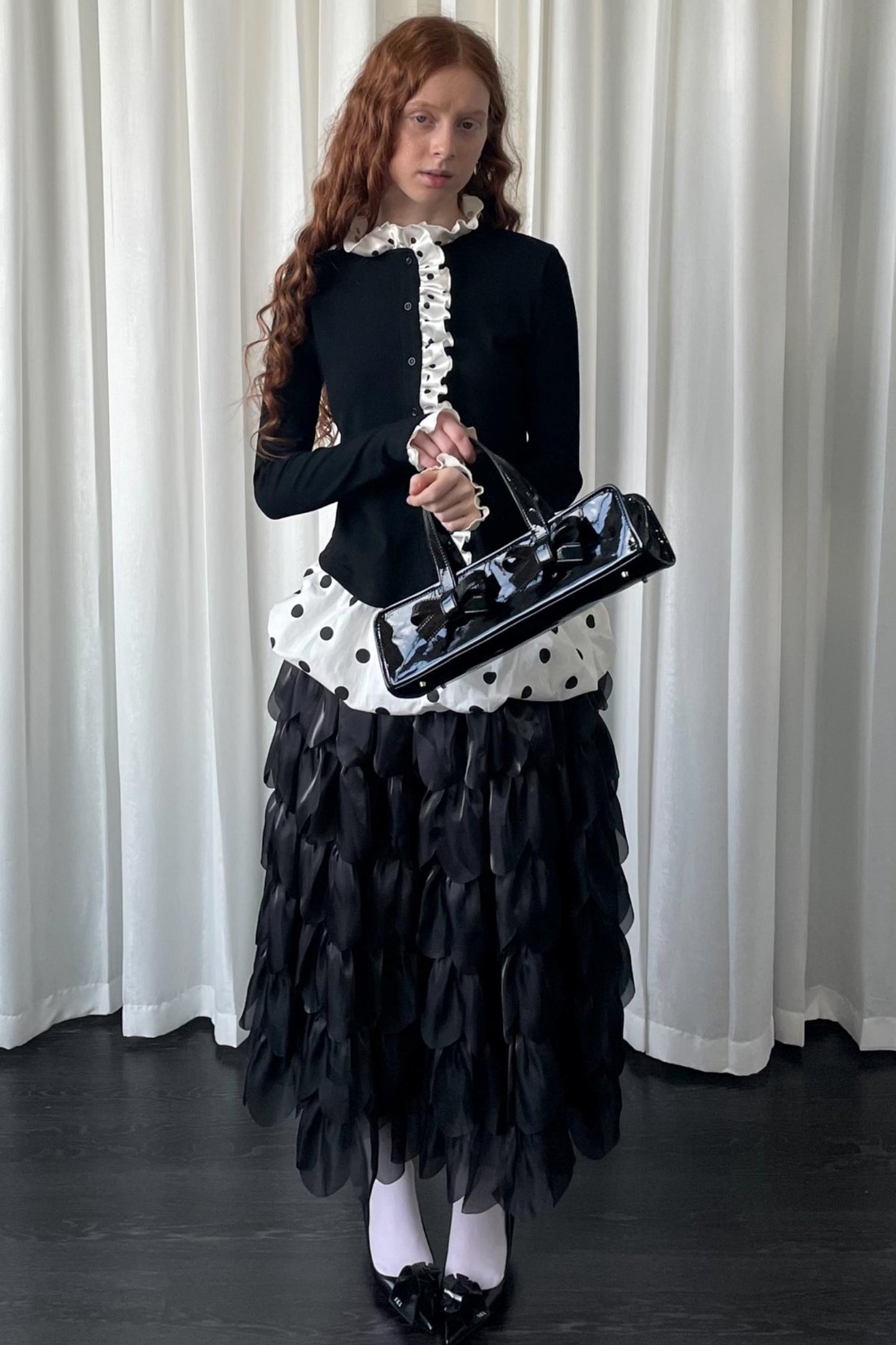 Polka Dot Lace Long Sleeve Cardigan