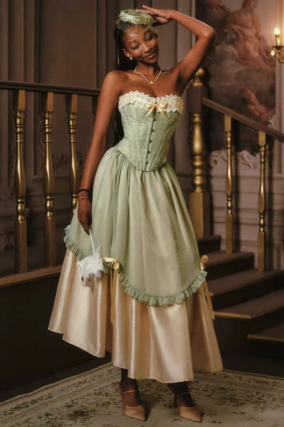 Green Lace Corset Skirt Set-Up