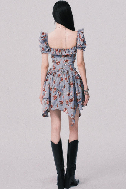 Asymmetrical Bubble Sleeve Dress