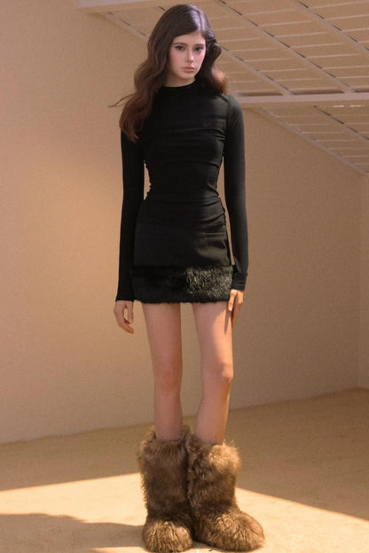 Vintage Furry Patchwork Skirt