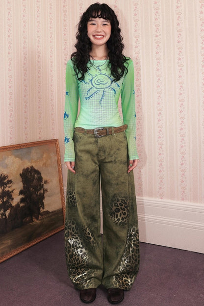 Mesh Slim Long-Sleeved Top