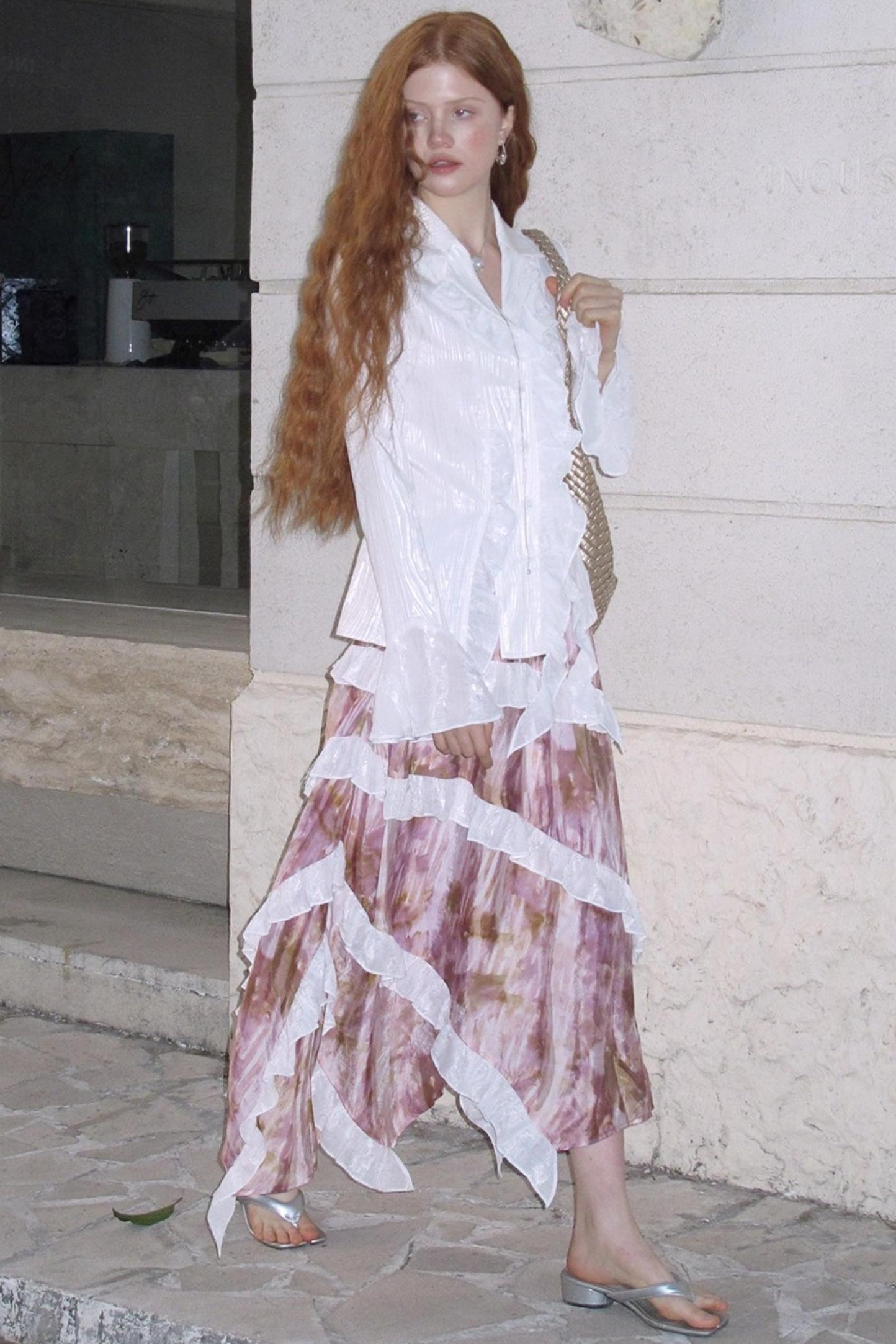 Dark Lace Waist Shirt & Skirt Set-Up