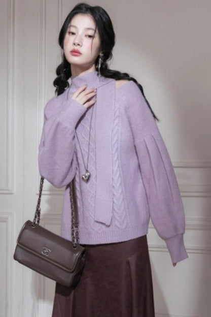 Violet Wool Lantern Sleeve Sweater