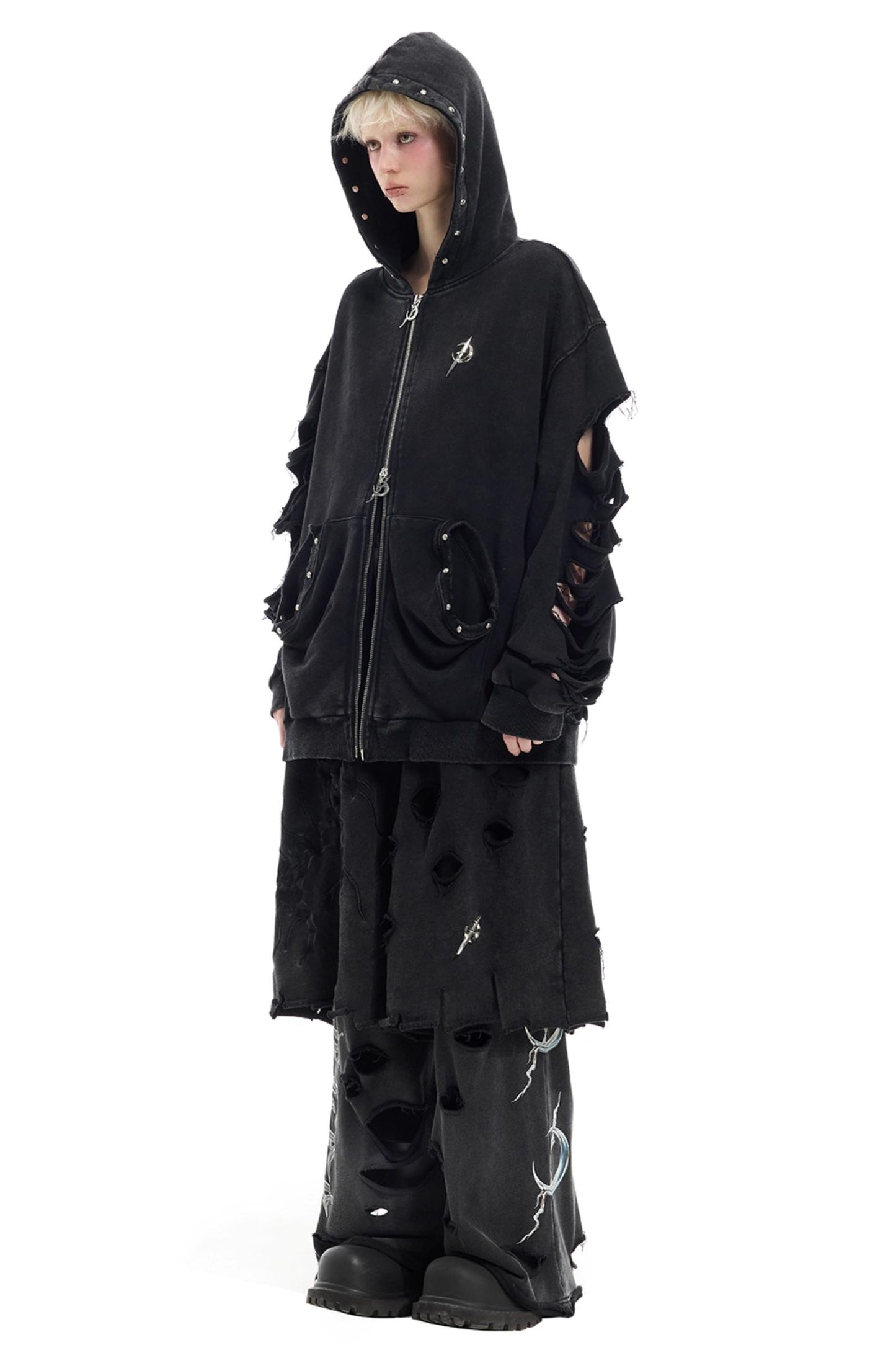 Studded Hooded Cardigan