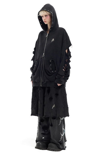 Studded Hooded Cardigan