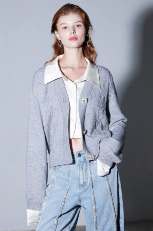 Winter Twist Lantern Sleeve Cardigan