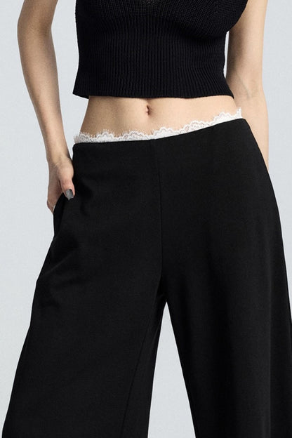 Summer Lace Draped Wide-Leg Pants