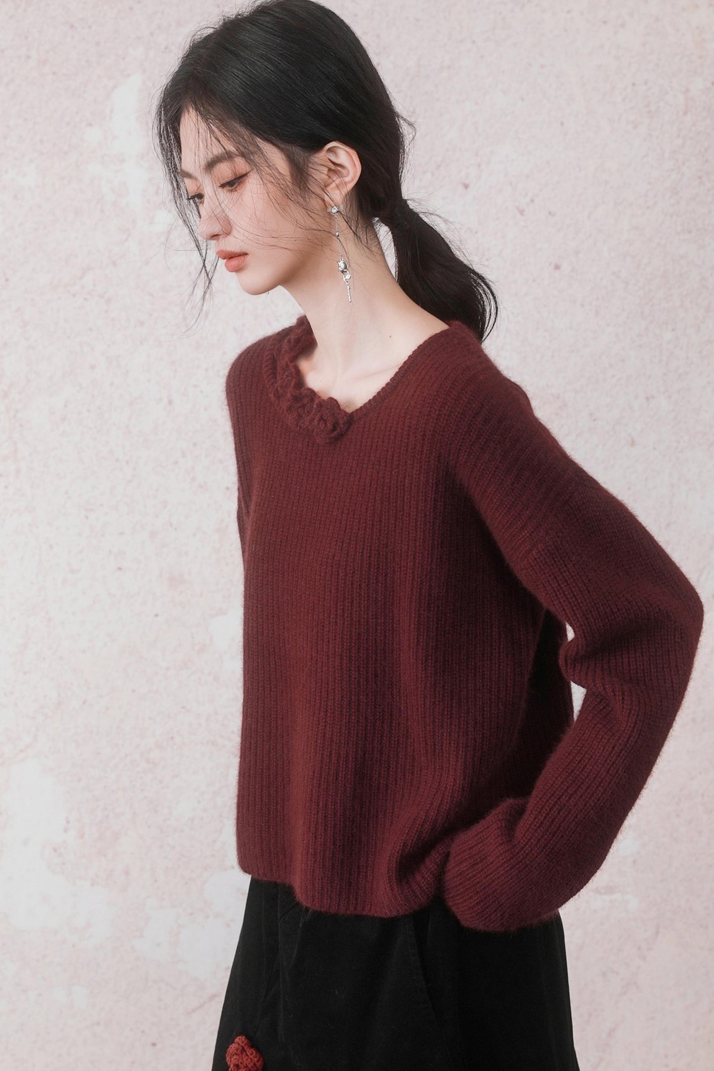 Elegant Red Knit Pullover