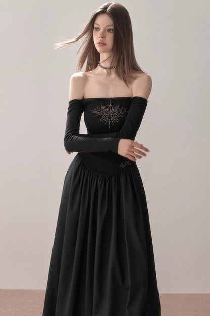 One-Shoulder Rhinestone Dress