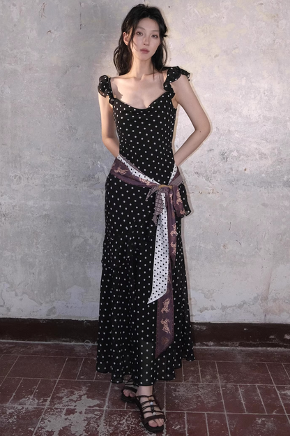 Retro Polka Dot Fishtail Dress