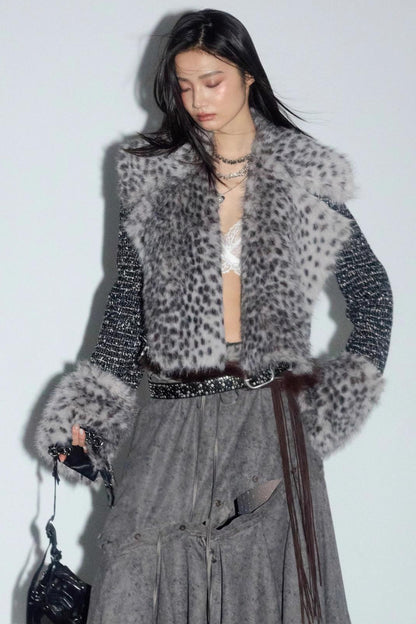 City Hunter Leopard Print Short Coat