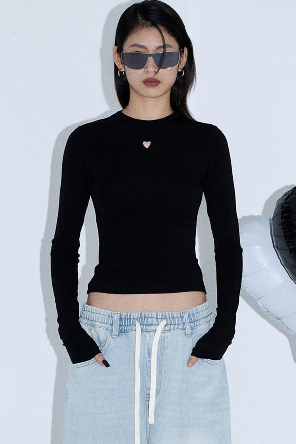 Embroidered Heart Slim Fit Top