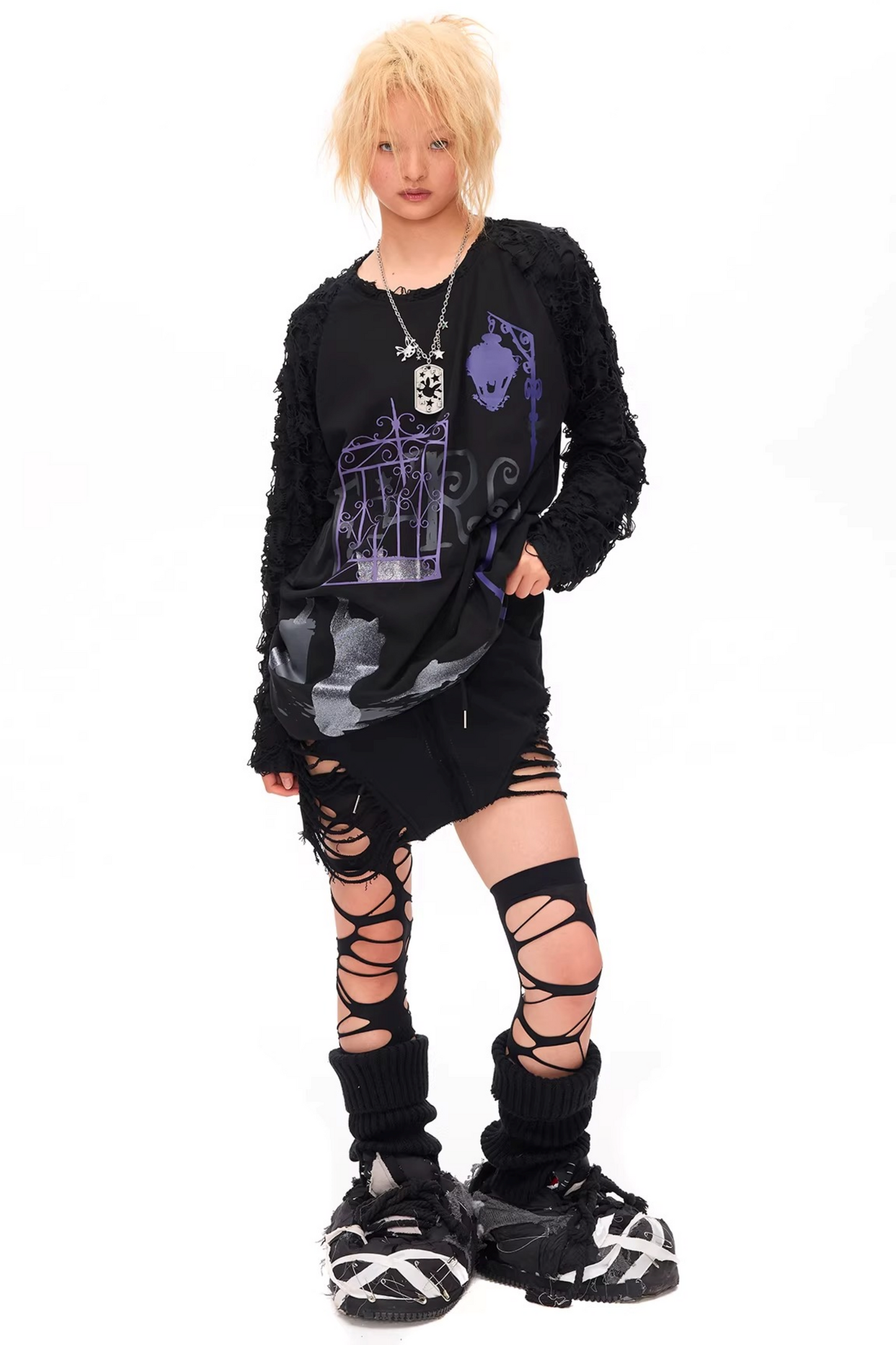 Dunkle-Nacht-Katzen-Print-Bluse