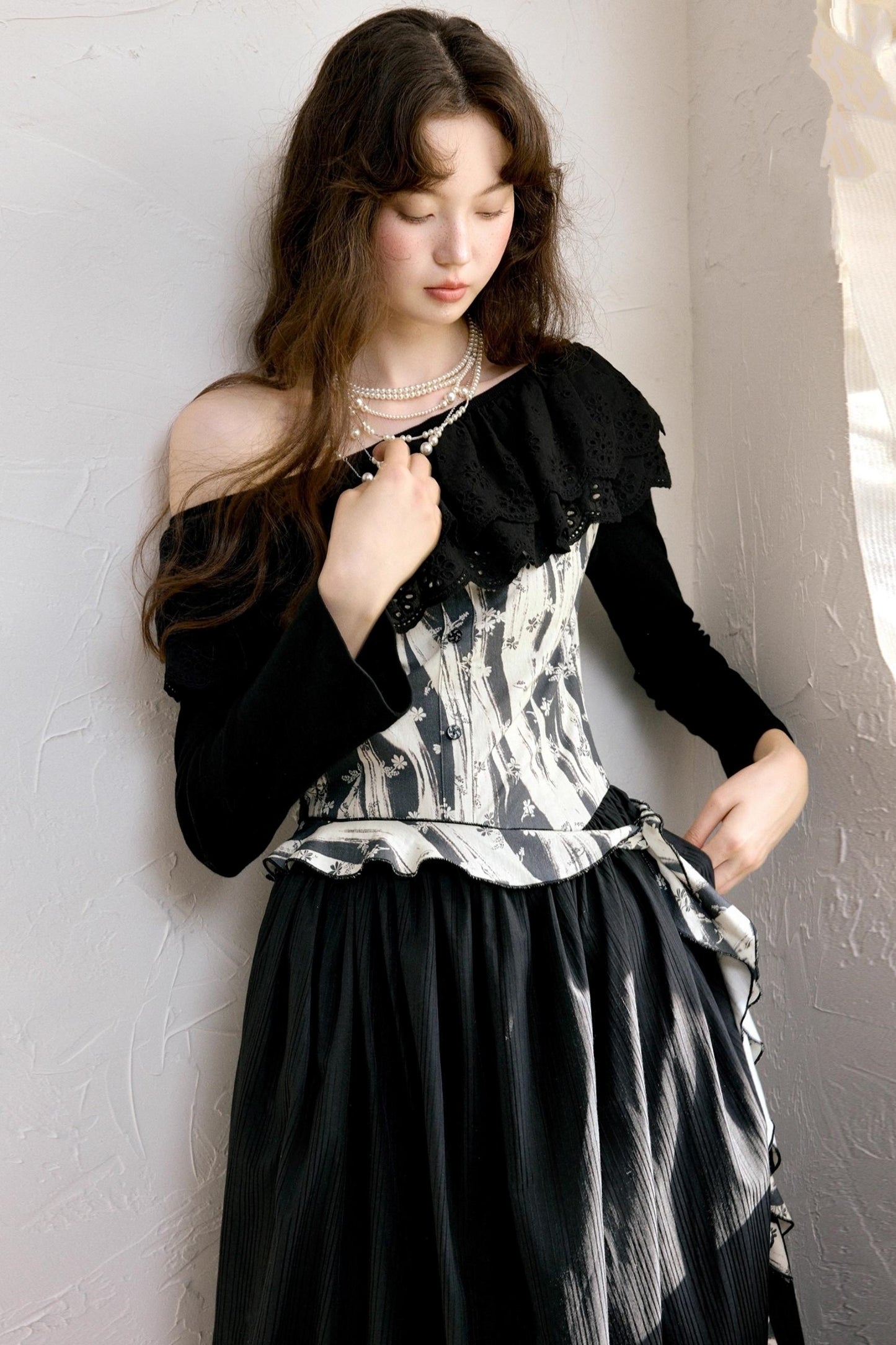 Vintage Shoulder Flower Bud Dress