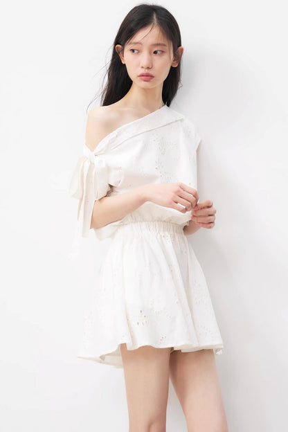 Floral Asymmetrical Shoulder Dress