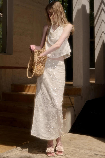Elegant Starlit Top Skirt Set-Up