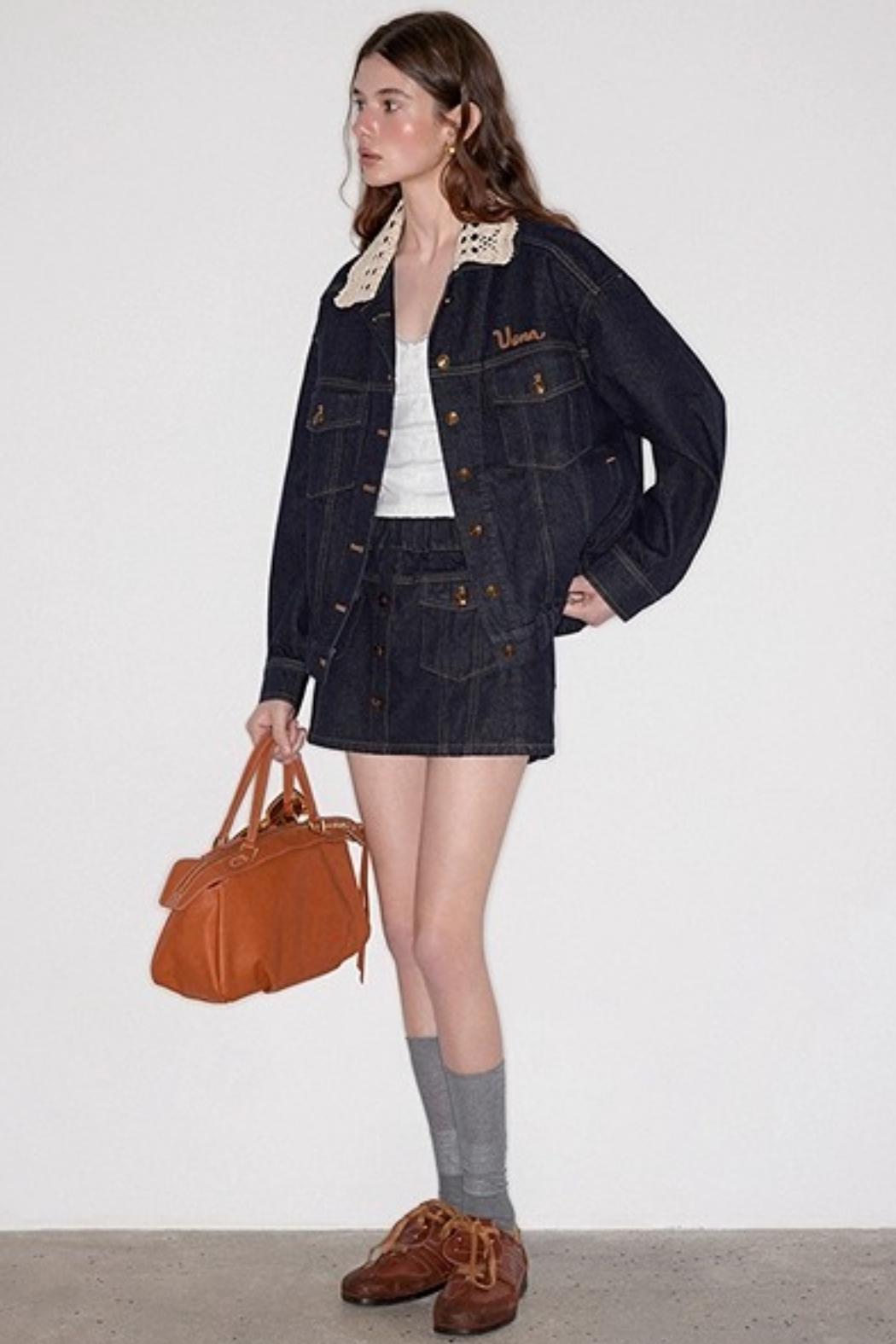 Blue Detachable Denim Jacket Set-Up