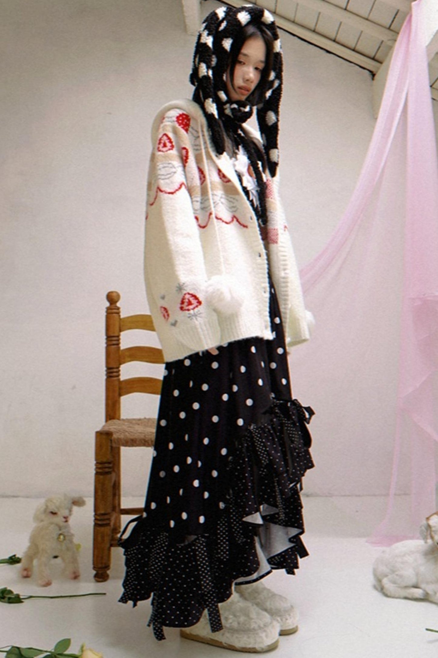 Happy Birthday Strawberry Mohair Cardigan