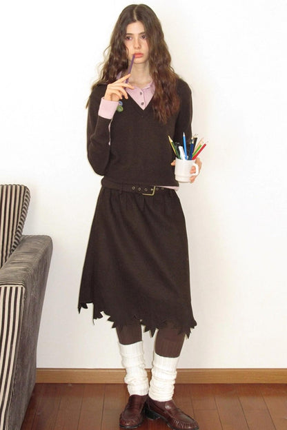 Wooden Tone Wool Skirt