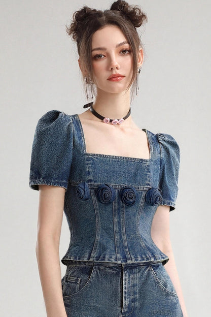 Cool Summer Denim Skirt Set