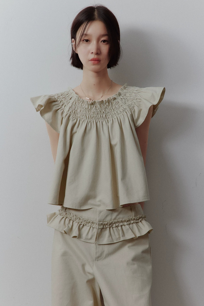 Apricot Gray Babydoll Top