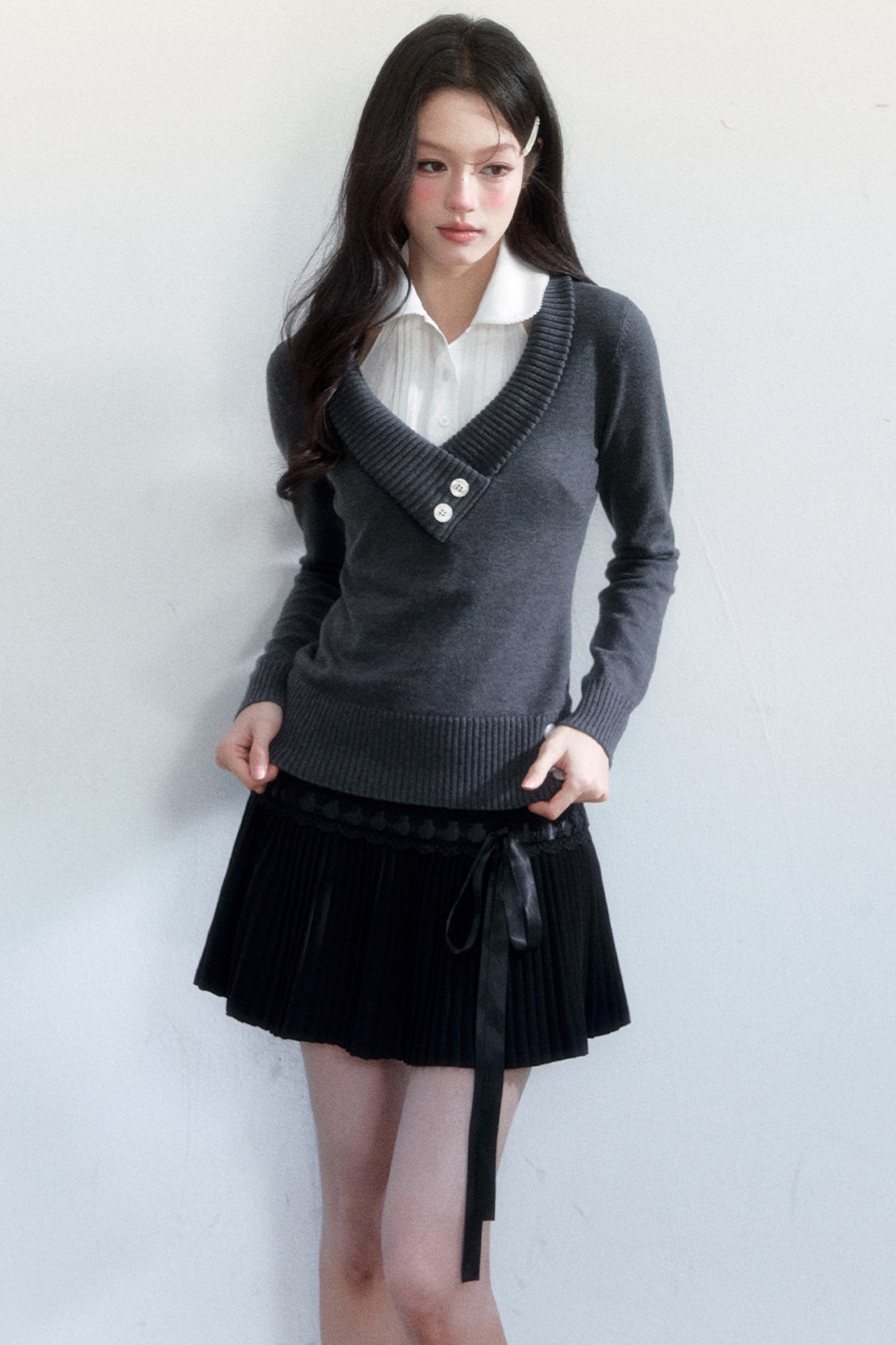 Korean-Style Decorative Shirt Collar