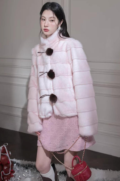 Peach Mousse Fox Fur Jacket