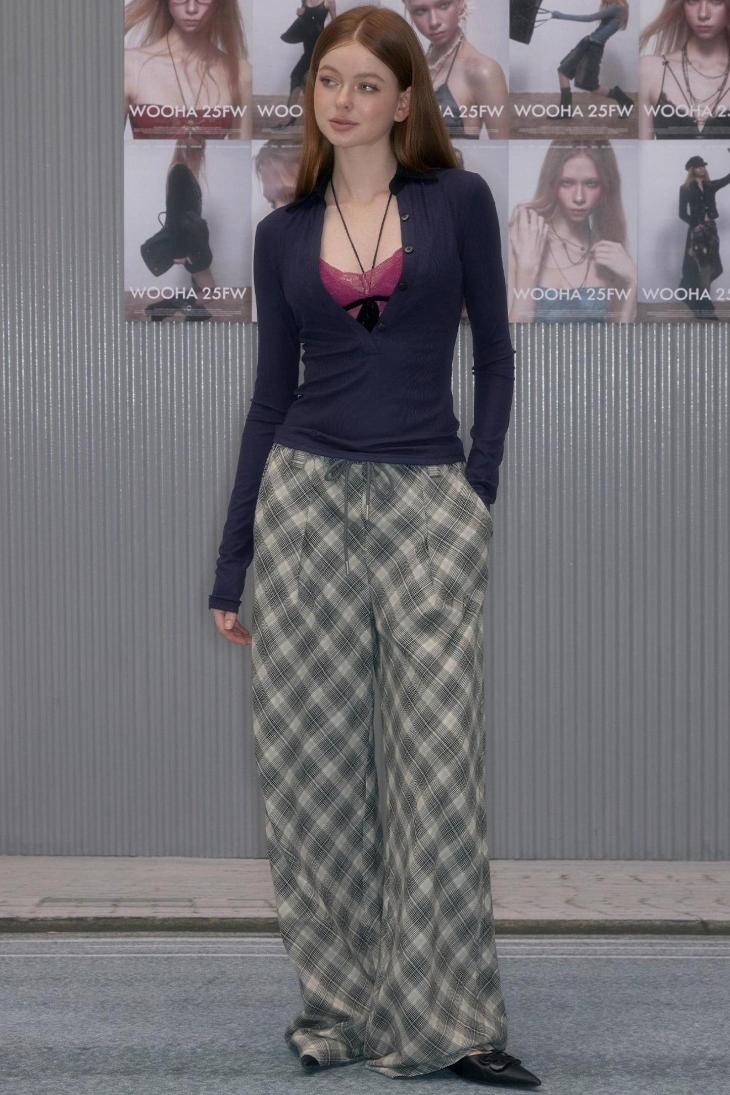 Vintage Plaid Straight Slacks