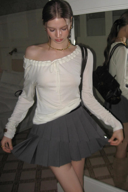 Irregular Hem A-Line Pleated Skirt