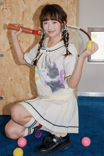 Kitten Print Sporty Style Suit Set-Up