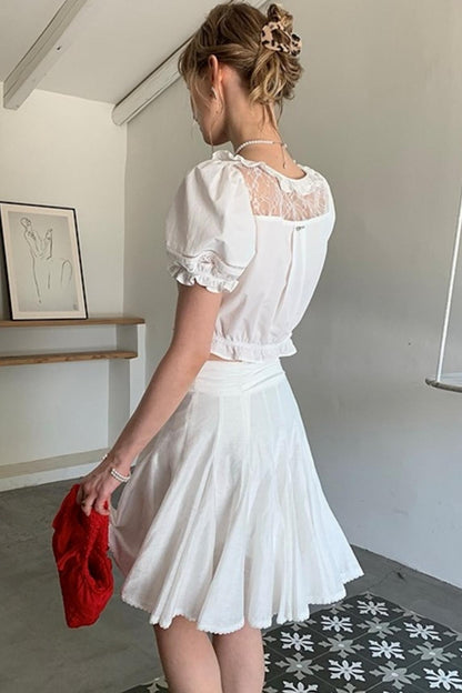 White Lace A-Line Skirt
