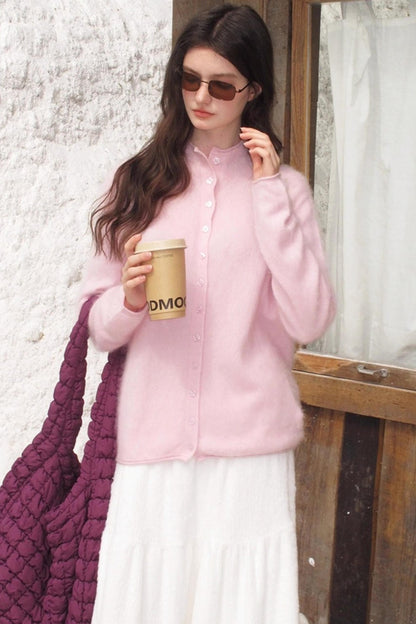 Elf White Wool Cashmere Cardigan Set-Up