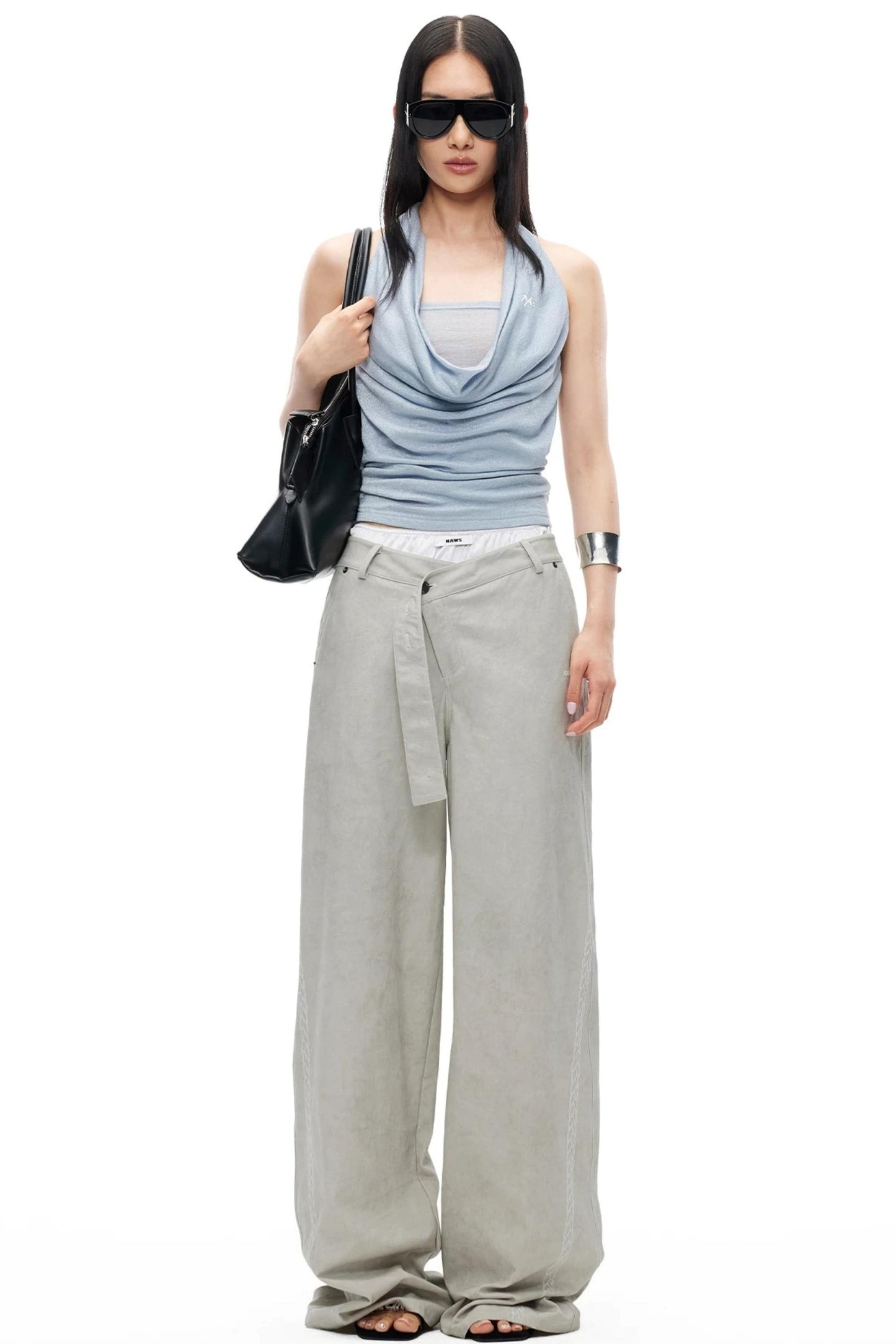Silver Silk Halter Vest