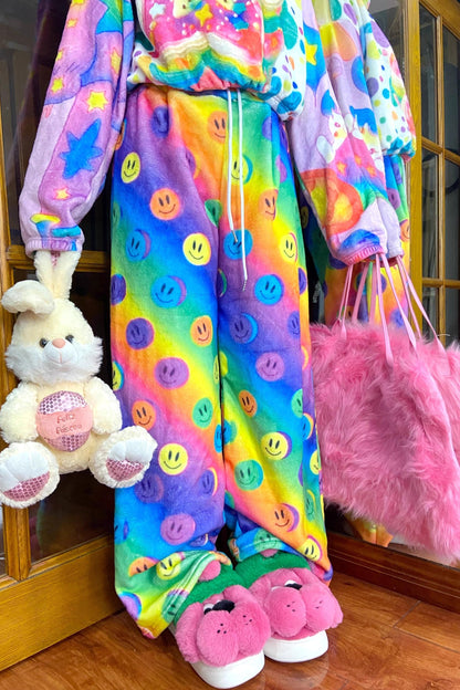 Colorful Smiley Fleece Pants