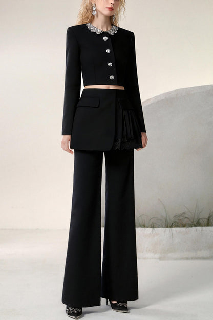 Diamond Spliced Suit Trousers Set-Up