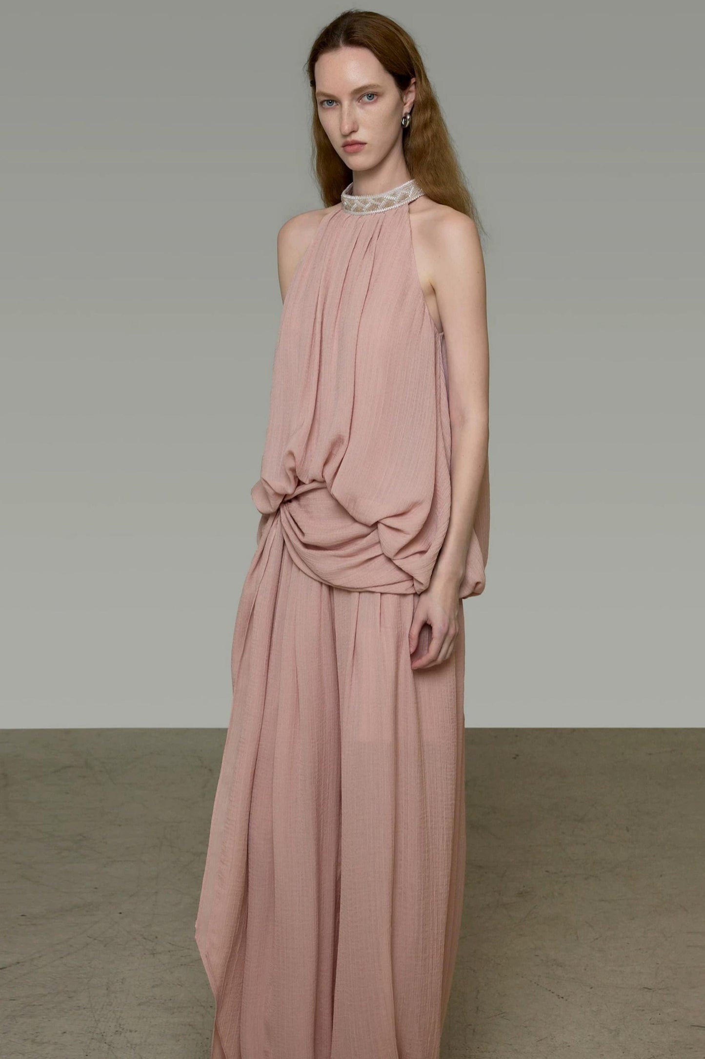 Pink High-Waisted Lantern Pants