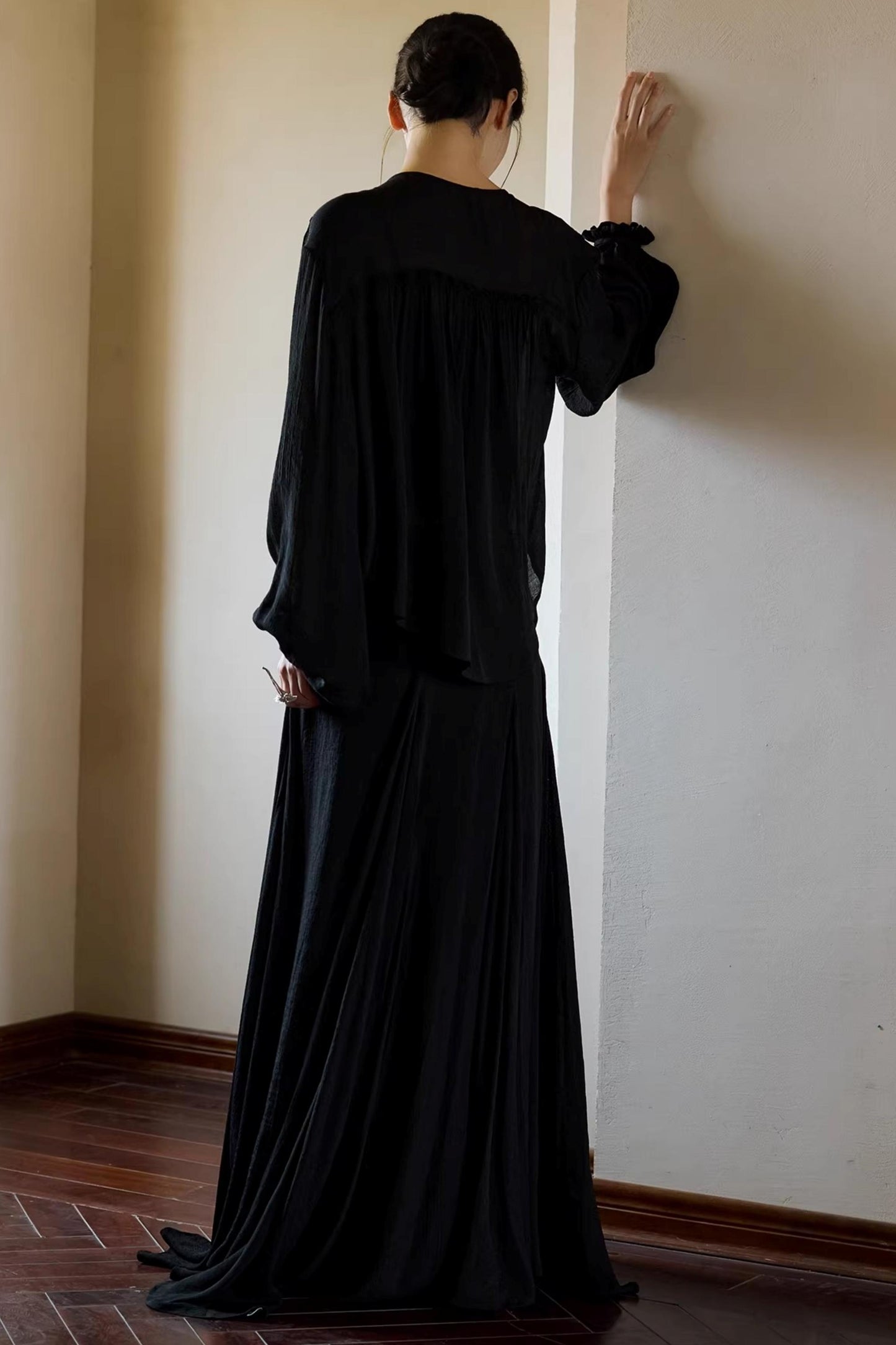 Plant-Dyed Lace Sleeve Shirt Set-Up