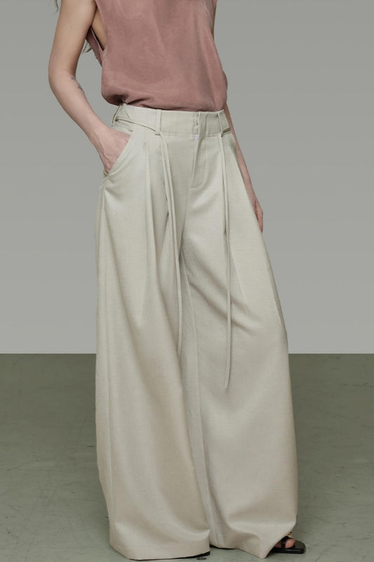 Summer Pleated Wide-Leg Pants